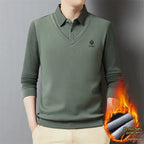 👔🔥【M-4XL】Nowa męska koszulka polo w średnim wieku, zimowa, plus size, z kołnierzykiem i podszewką z polaru.