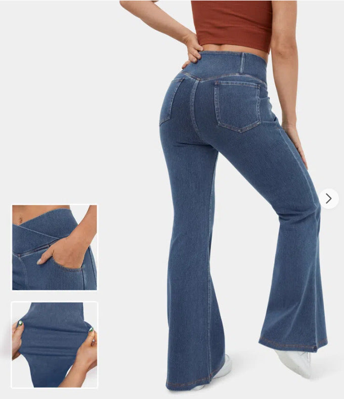 🔥Hit Sprzedaży 【Rabat 50%】👖【XS-4XL】Wysokiej talii dżinsy szerokie nogawki, modelujące pośladki