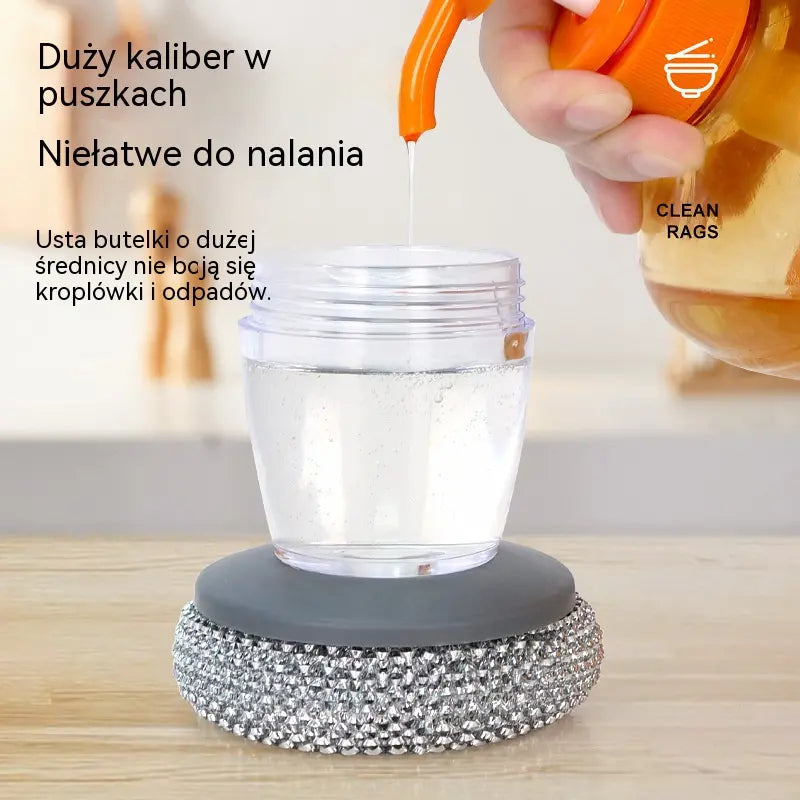 🧽 Szczotka do szorowania z dozownikiem, OFERTA LIMITOWANA! 💪 Idealna do garnków, patelni i naczyń. Szybkie i łatwe czyszczenie bez wysiłku! 🍳