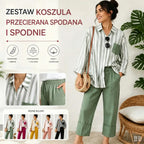 🔥Oferta ograniczona czasowo🔥【Top + spodnie】(40-120 kg) Luźny, swobodny, pasiasty, oddychający komplet ✅Płatność przy odbiorze