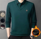 👔🔥【M-4XL】Nowa męska koszulka polo w średnim wieku, zimowa, plus size, z kołnierzykiem i podszewką z polaru.