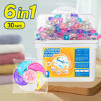✨👚【60 komada】✨ Iznimno velika kanta 6 u 1 mirisne kuglice za pranje rublja za uklanjanje mrlja i ostavljanje mirisa, zaglađivanje i uklanjanje grinja i bakterija