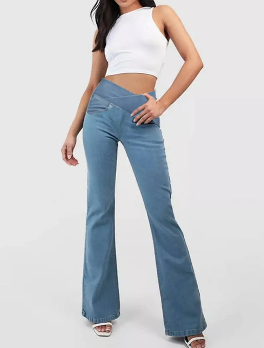 🔥Hit Sprzedaży 【Rabat 50%】👖【XS-4XL】Wysokiej talii dżinsy szerokie nogawki, modelujące pośladki