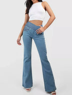 🔥Hit Sprzedaży 【Rabat 50%】👖【XS-4XL】Wysokiej talii dżinsy szerokie nogawki, modelujące pośladki