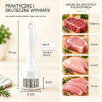 21-punktowa igła ze stali nierdzewnej do zmiękczania mięsa, przeznaczona do steków, grillowania i gotowania.
