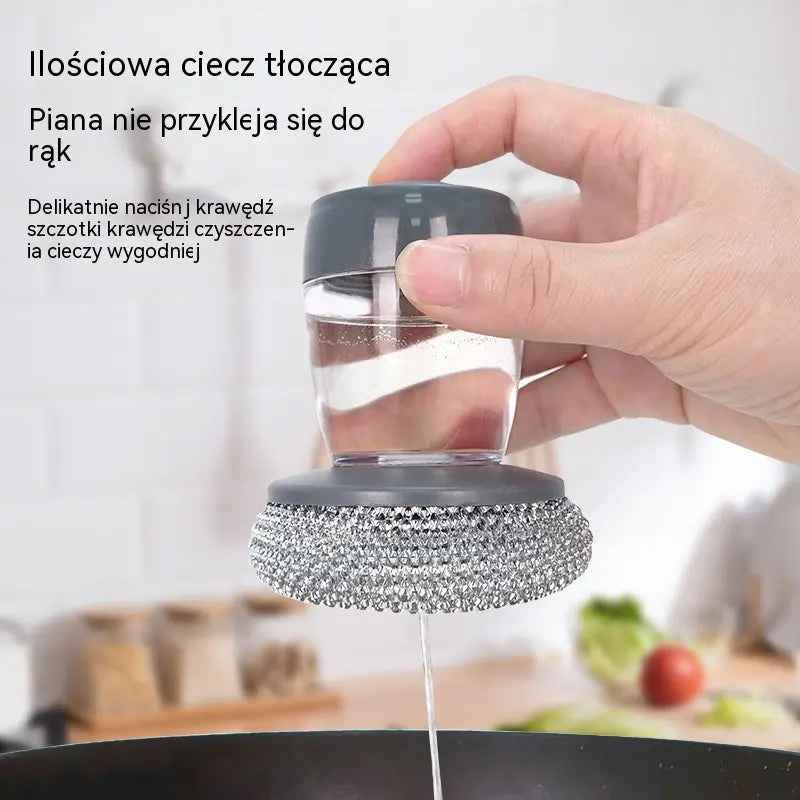 🧽 Szczotka do szorowania z dozownikiem, OFERTA LIMITOWANA! 💪 Idealna do garnków, patelni i naczyń. Szybkie i łatwe czyszczenie bez wysiłku! 🍳