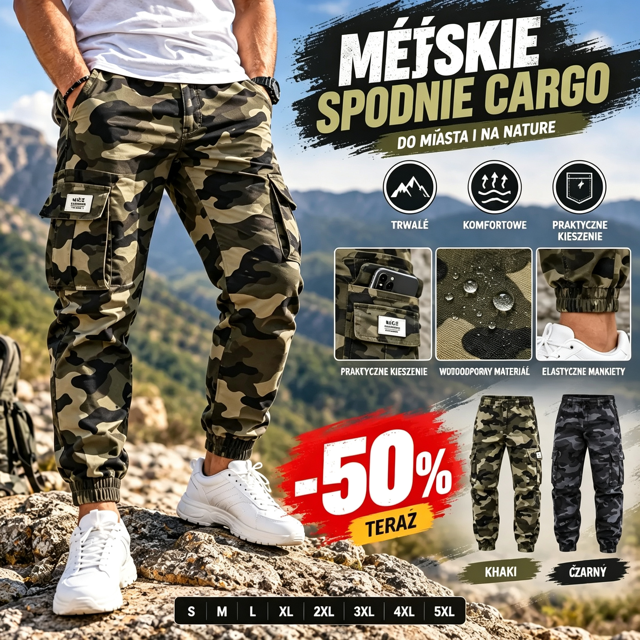 👖 Wytrzymałe taktyczne spodnie robocze – mieszanka nylonu i bawełny, idealne do pracy w terenie 🌲