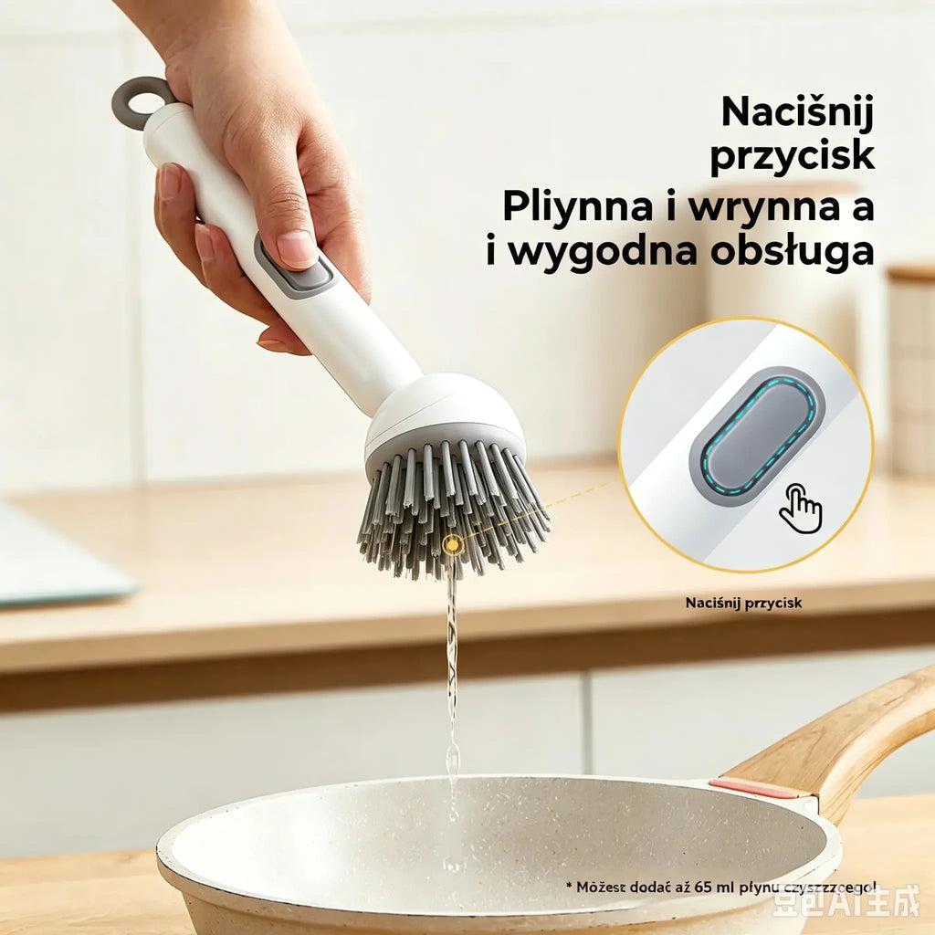 [2 sztuki 99zł] Automatyczna, obrotowa szczotka czyszcząca z długim uchwytem i dozownikiem płynów
