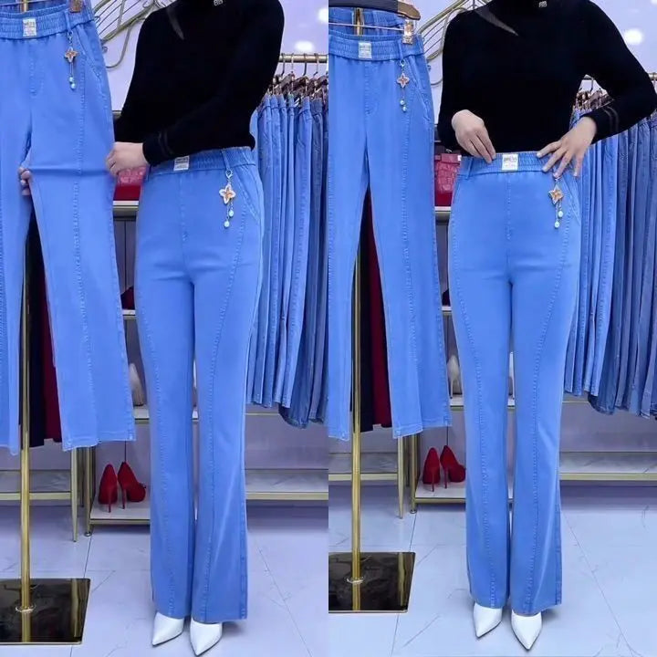【Płatność przy odbiorze】👖🏆【S-4XL】Damskie jeansy z wysokim stanem i elastyczną talią