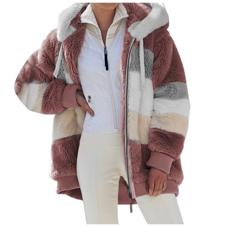 ☃️Ograniczony czas 35% zniżki❄️[S-5XL]  nowa damska kurtka w grube, pluszowe kontrastowe paski