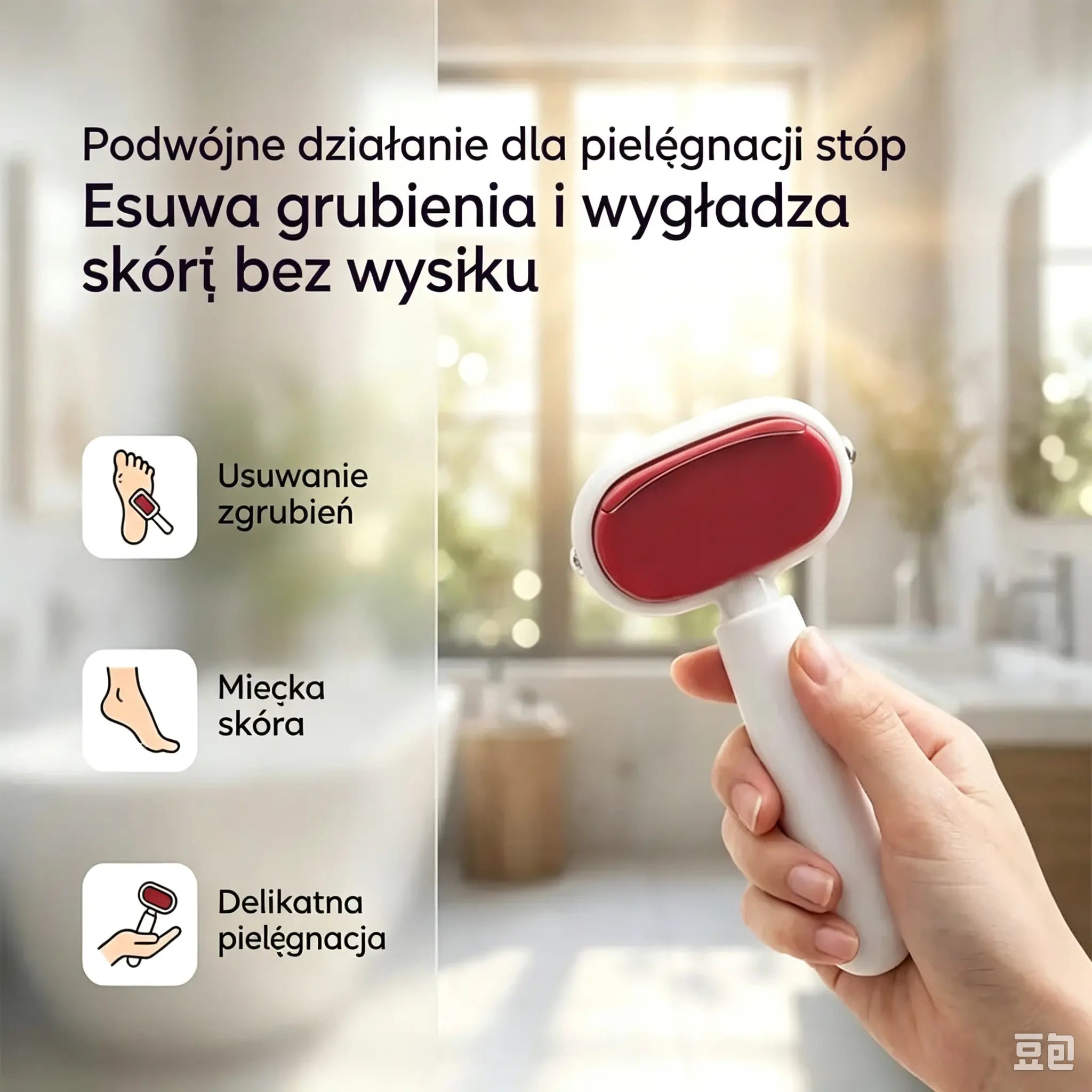 Dwustronny pilnik do stóp umożliwiający łatwe usuwanie odcisków.