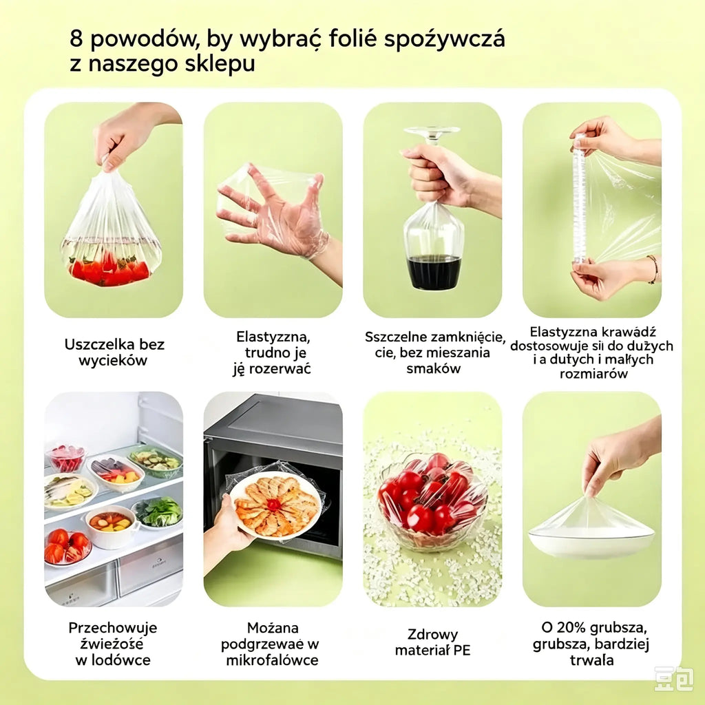 🥗✨ 450 jednorazowych pokrywek do żywności | Elastyczne pokrywki na talerze, miski i pojemniki