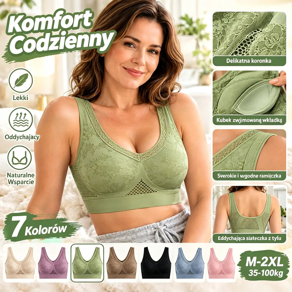 【Zestaw 3 sztuk】Biustonosz koronkowy bez fiszbin z wysokim wsparciem dla kobiet