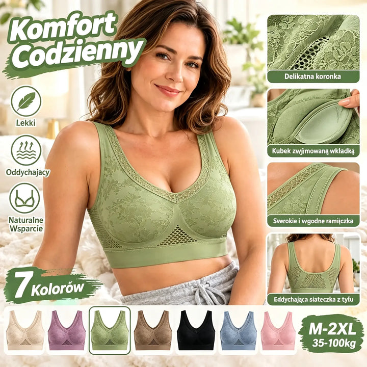 【Zestaw 3 sztuk】Biustonosz koronkowy bez fiszbin z wysokim wsparciem dla kobiet