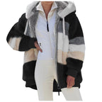 ☃️Ograniczony czas 35% zniżki❄️[S-5XL]  nowa damska kurtka w grube, pluszowe kontrastowe paski