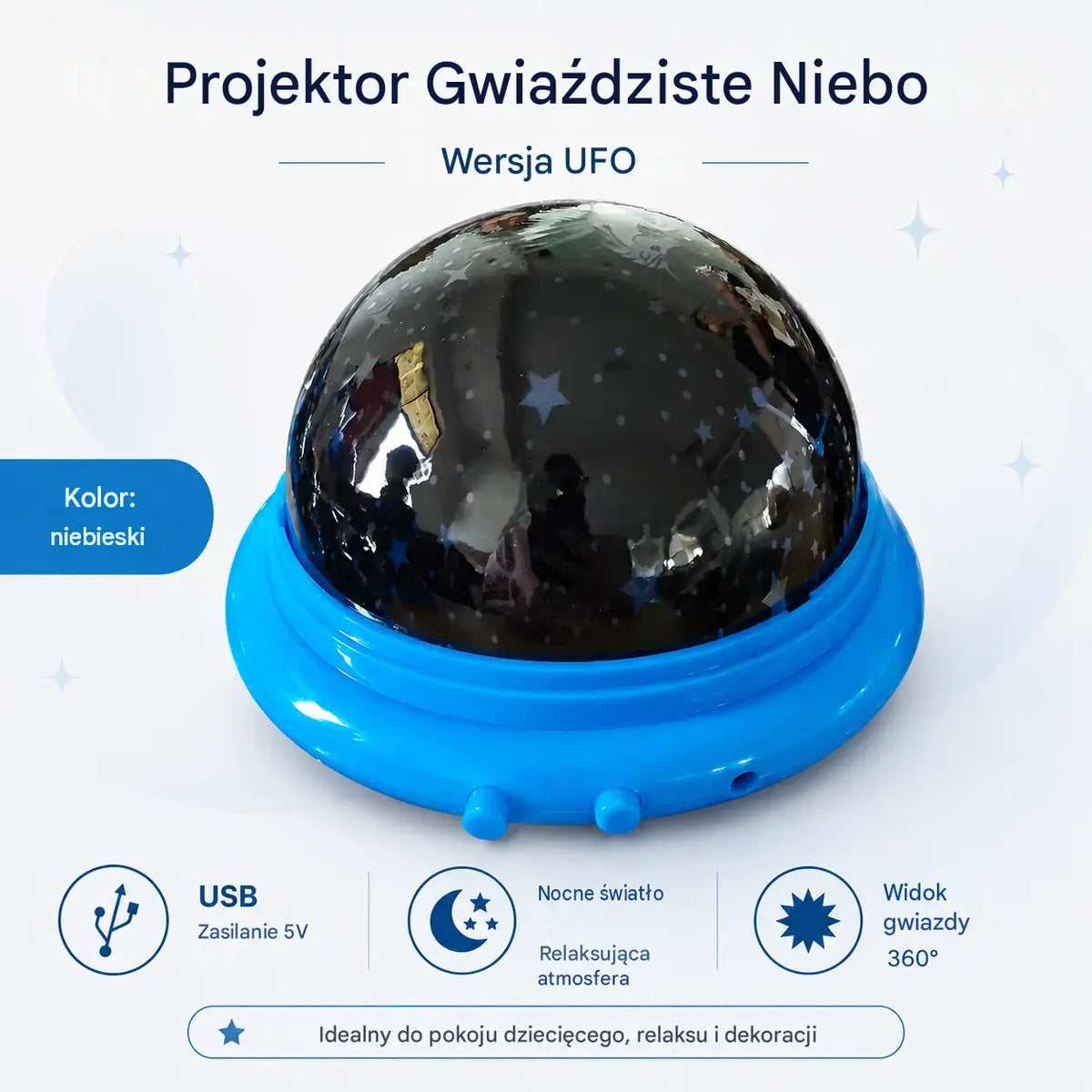 1 sztuka 99zł 🎁Mini lampa projektorowa UFO z rozgwieżdżonym niebem ⎜Światło otoczenia do sypialni💫