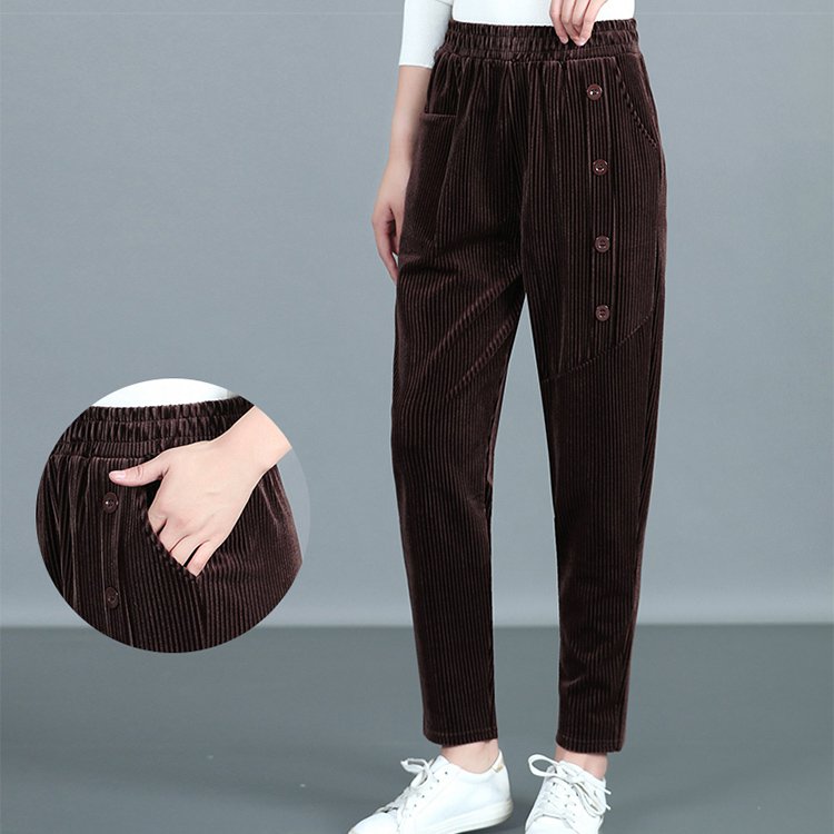 💕【XL-5XL】Aksamitne spodnie damskie zapinane na guziki