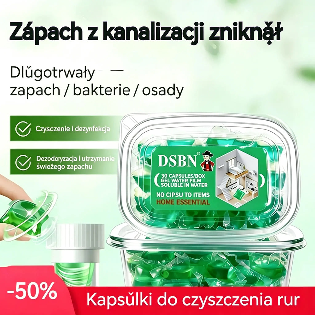 2 opakowania (łącznie 100 tabletek)🏠💧Kapsułki dezodorujące Drain - kompozycja bioenzymów neutralizuje zapachy bezpośrednio u źródła.
