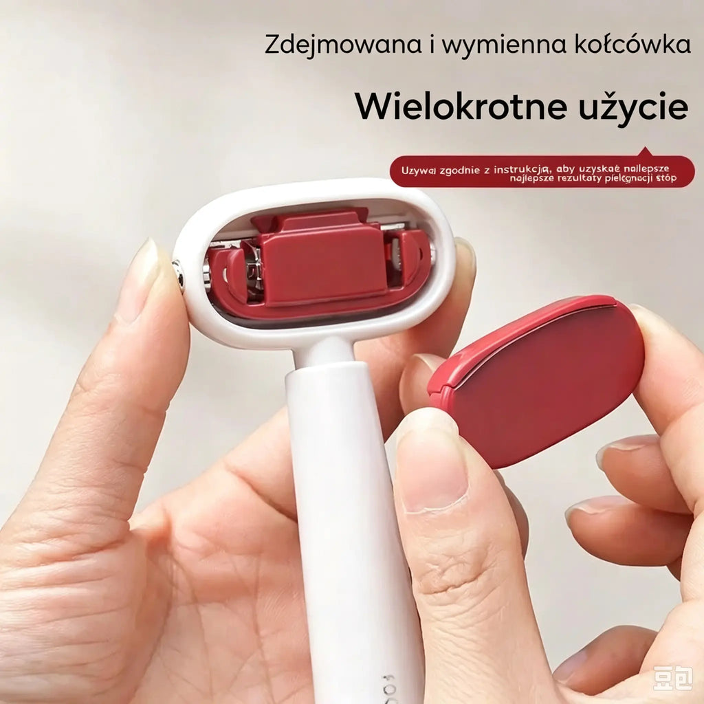 Dwustronny pilnik do stóp umożliwiający łatwe usuwanie odcisków.