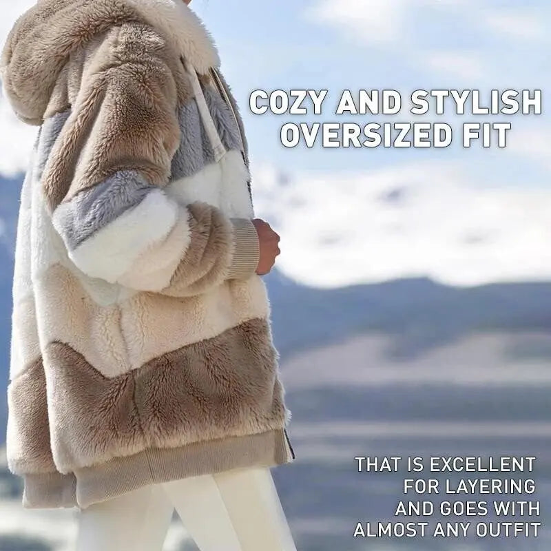 ☃️Ograniczony czas 35% zniżki❄️[S-5XL]  nowa damska kurtka w grube, pluszowe kontrastowe paski
