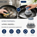 🧽 Szczotka do szorowania z dozownikiem, OFERTA LIMITOWANA! 💪 Idealna do garnków, patelni i naczyń. Szybkie i łatwe czyszczenie bez wysiłku! 🍳