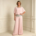 🥰45% OFF 💐【S-3XL】2026 Nowy zestaw spodni z szeroką nogawką z cekinami i okrągłym dekoltem