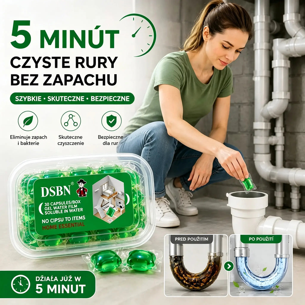 2 opakowania (łącznie 100 tabletek)🏠💧Kapsułki dezodorujące Drain - kompozycja bioenzymów neutralizuje zapachy bezpośrednio u źródła.