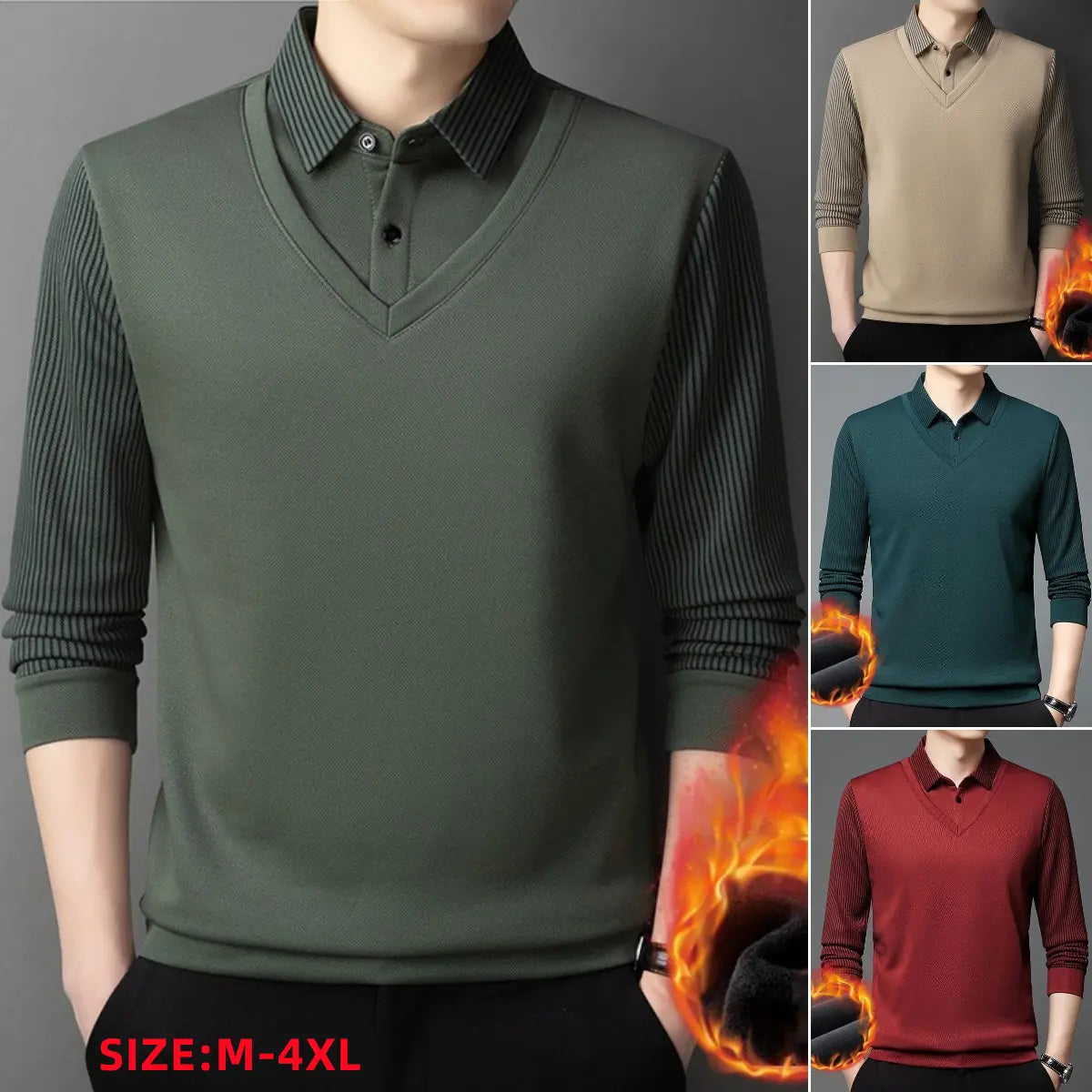 👔【M-4XL】Męski dwuczęściowy sweter ze sztucznej szenili z aksamitem i pogrubieniem zapewniającym ciepło