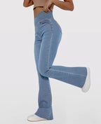 🔥Hit Sprzedaży 【Rabat 50%】👖【XS-4XL】Wysokiej talii dżinsy szerokie nogawki, modelujące pośladki