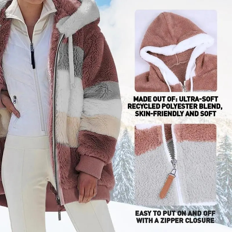 ☃️Ograniczony czas 35% zniżki❄️[S-5XL]  nowa damska kurtka w grube, pluszowe kontrastowe paski